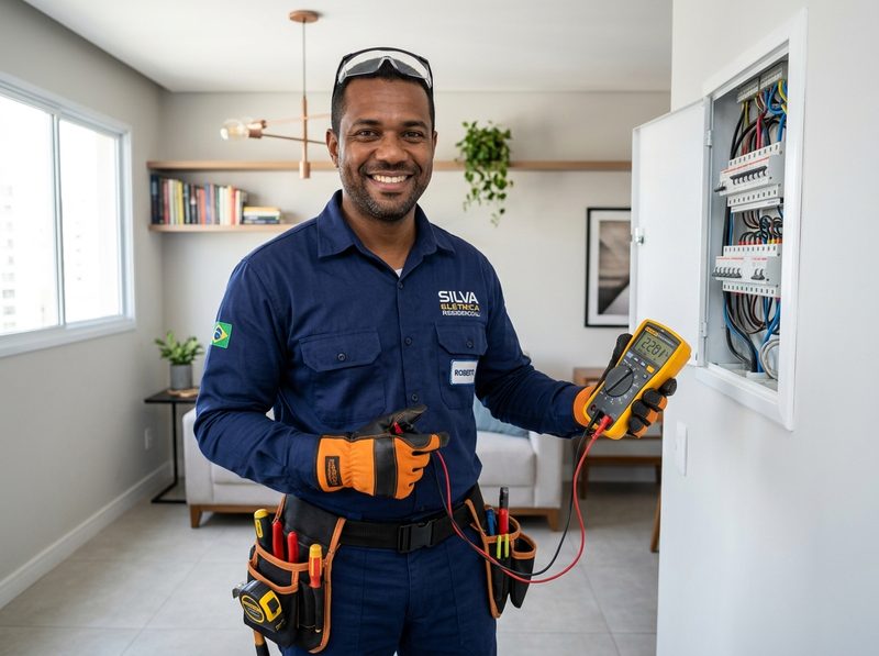 Eletricista profissional prestando atendimento técnico em Pindamonhangaba e Moreira César